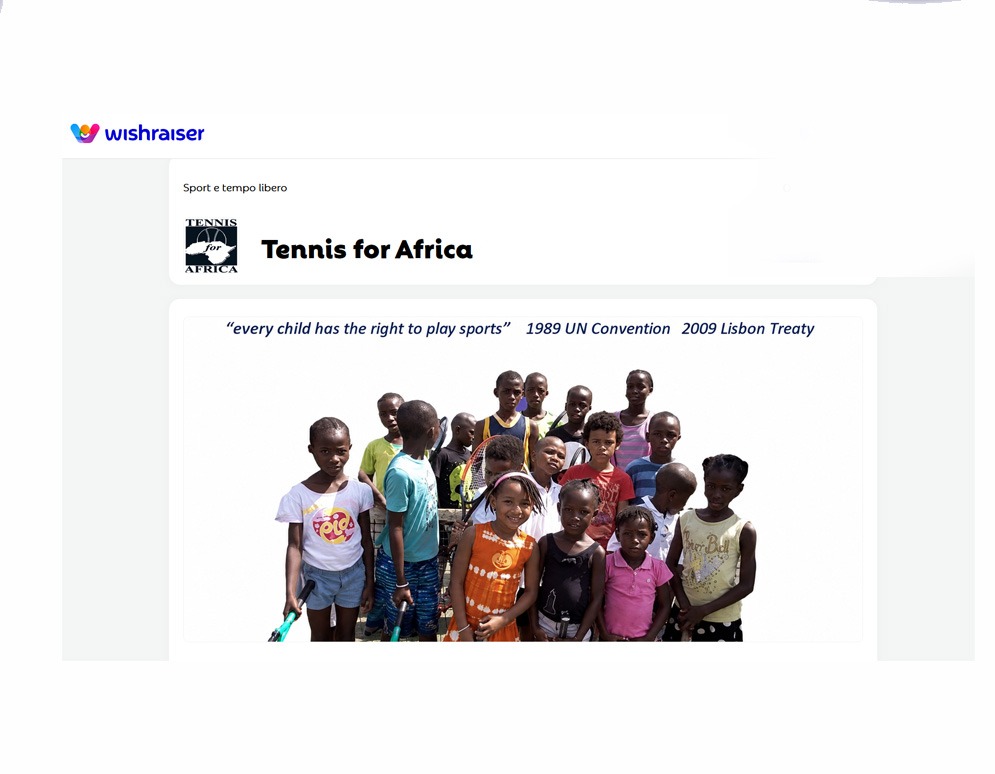 Screenshot of the Tennis for Africa Wishraiser page